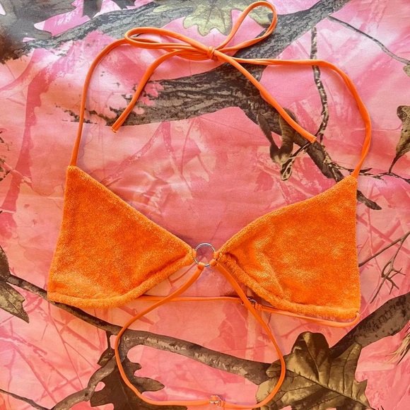 neena swim orange terry cloth triangle wrap bikini top - Picture 4 of 8
